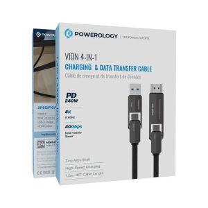 POWEROLOGY VION 4-IN-1 CHARGING & DATA TRANSFER CABLE