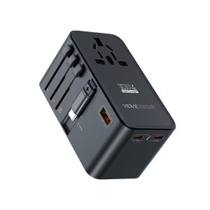 Vidvie 100W Global Universal Travel Adapter with Built-in Retractable Cable