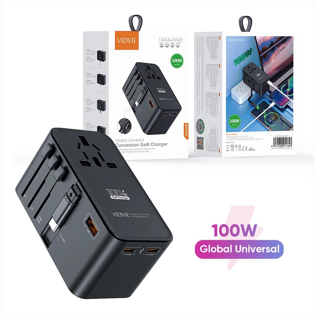 Vidvie 100W Global Universal Travel Adapter with Built-in Retractable Cable - Image 6